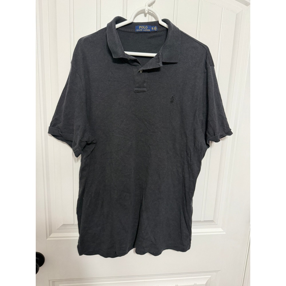 Polo Ralph Lauren Polo Shirt Mens XL Dark Grey Cotton Jersey Short Sleeve EUC